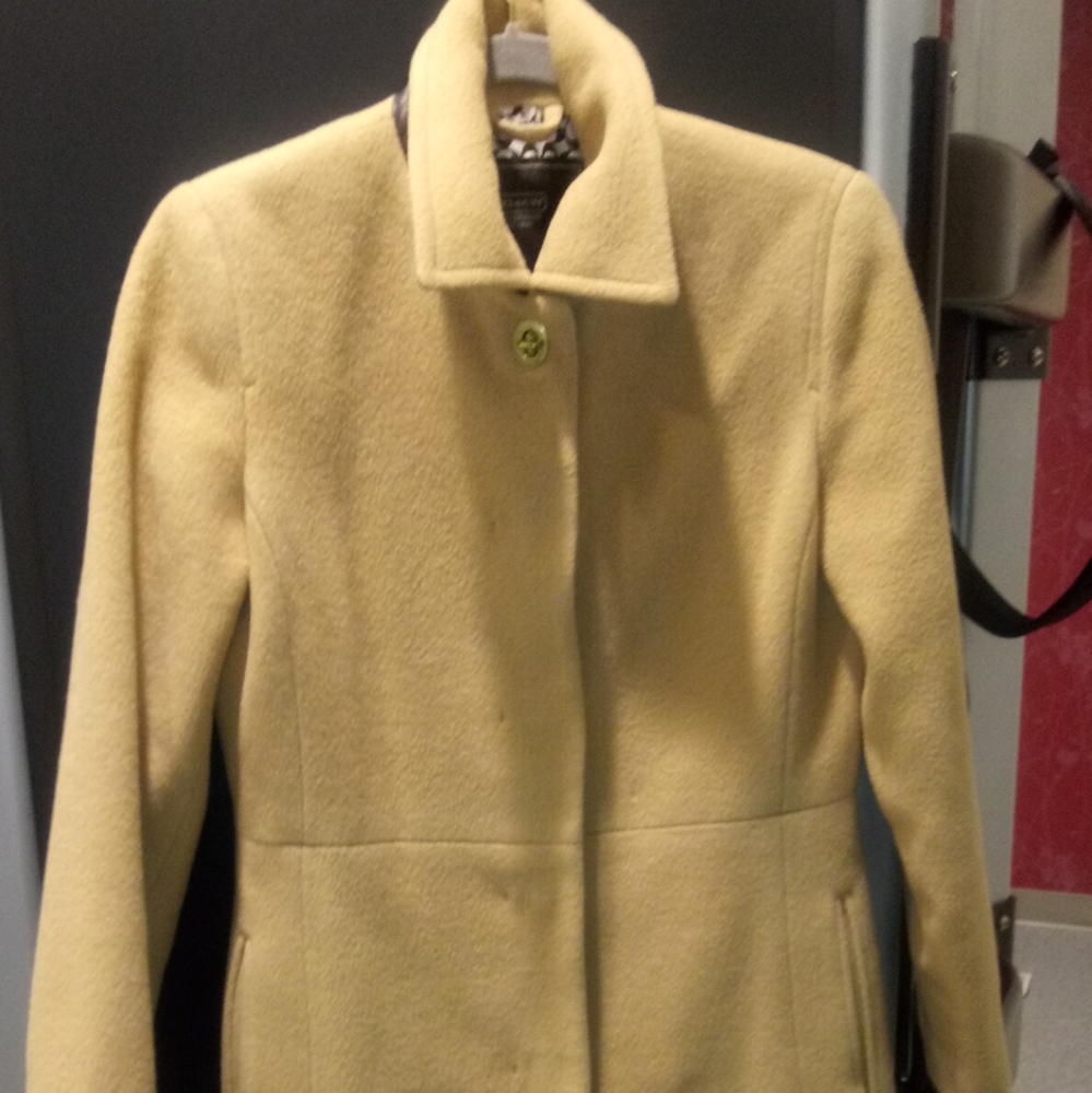 Vintage Coach Camel Hair Leather trim Coat